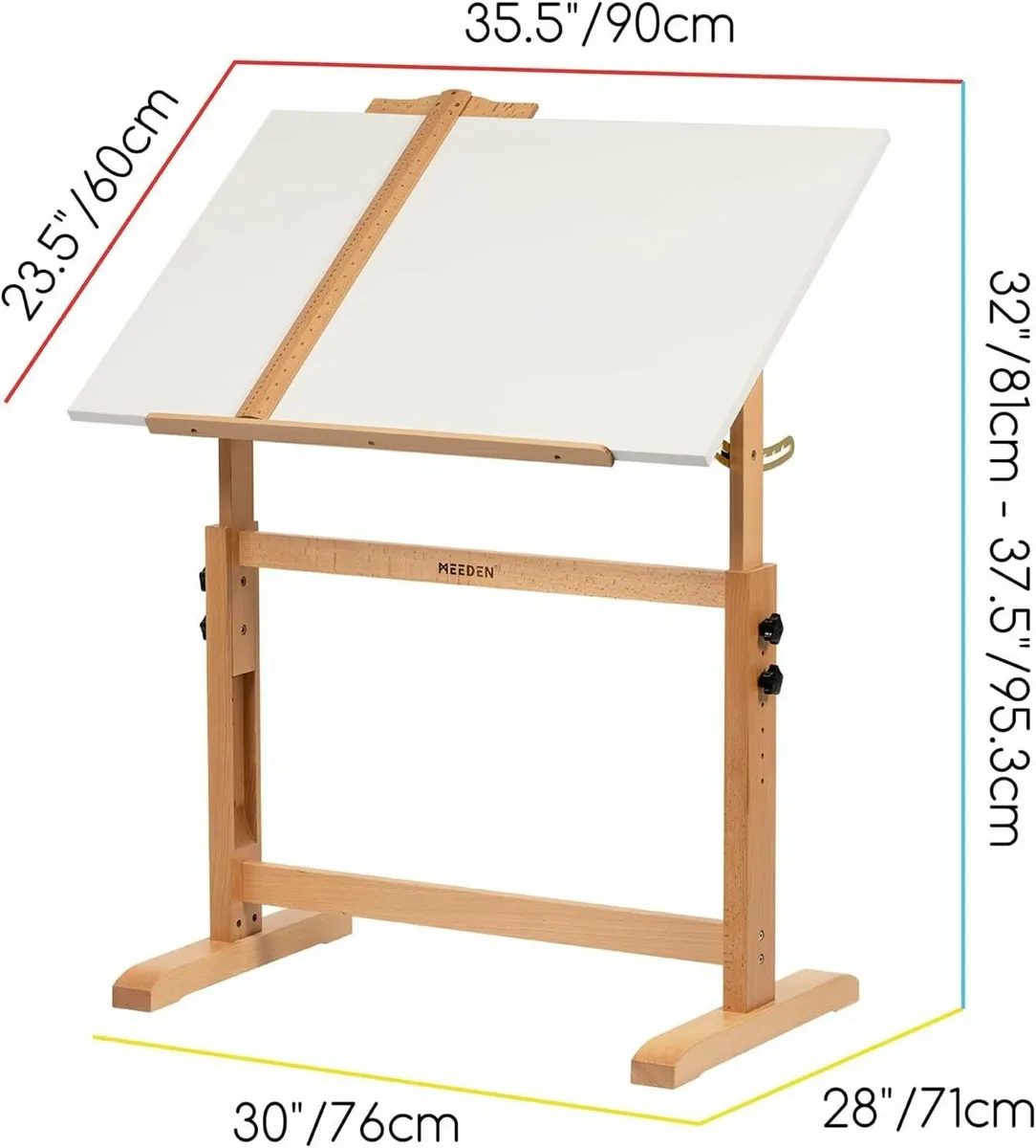 White Adjustable Drafting Table: 35.5 x 23.5 - Image 3