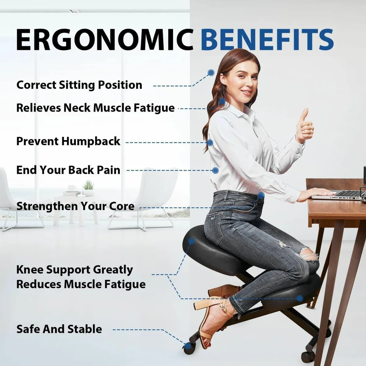 Kneeling Chair Ergonomic with Thick Memory Foam - Image 4