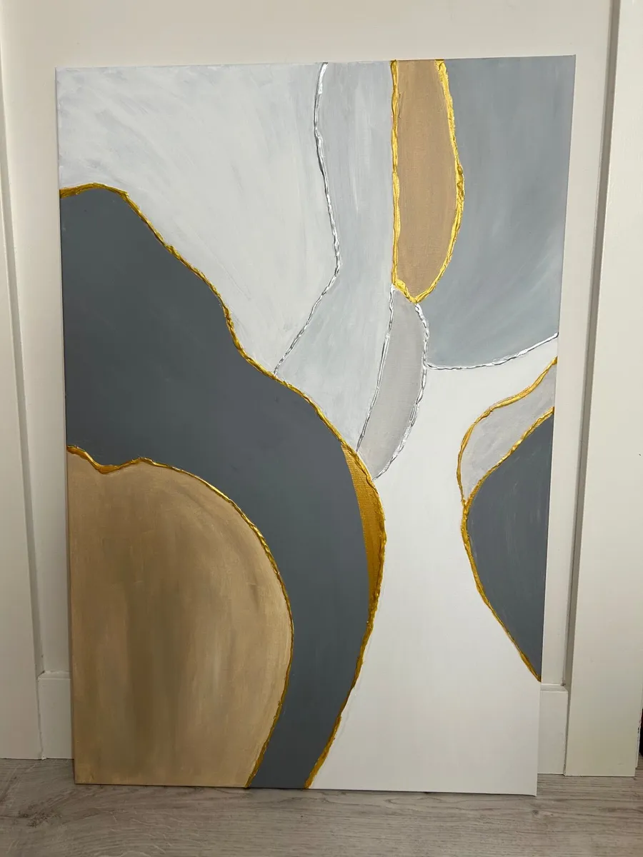 Large grey abstract painting - Image 1