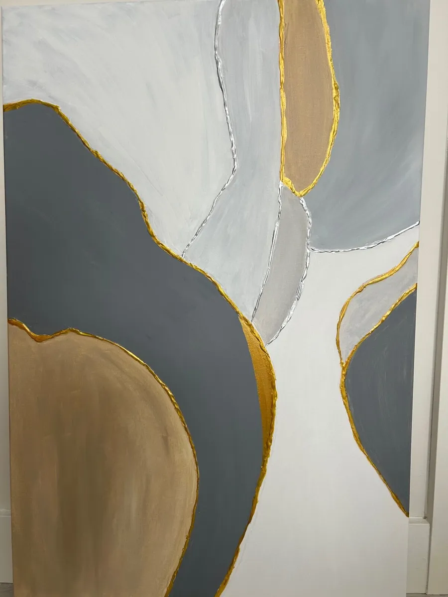 Large grey abstract painting - Image 2