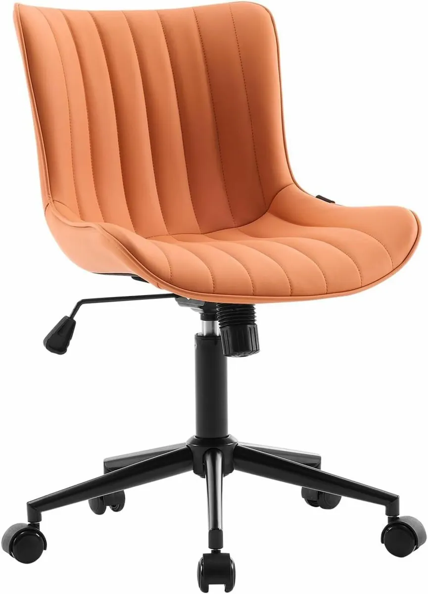 Home Office Chair Swivel Armless Desk Faux - Image 3