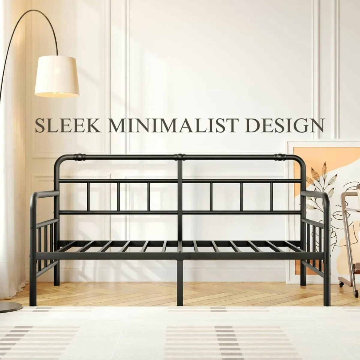 Metal Day Bed Frame with Headboard - Single - Image 4