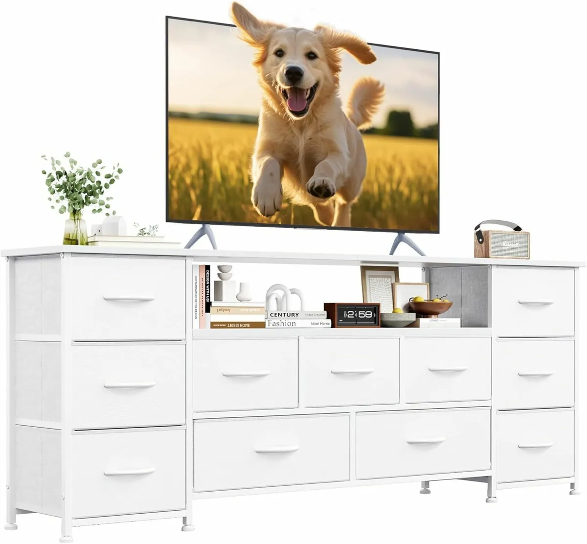 63 Tv Cabinet Dresser for Bedroom with 11 Fabric - Image 1