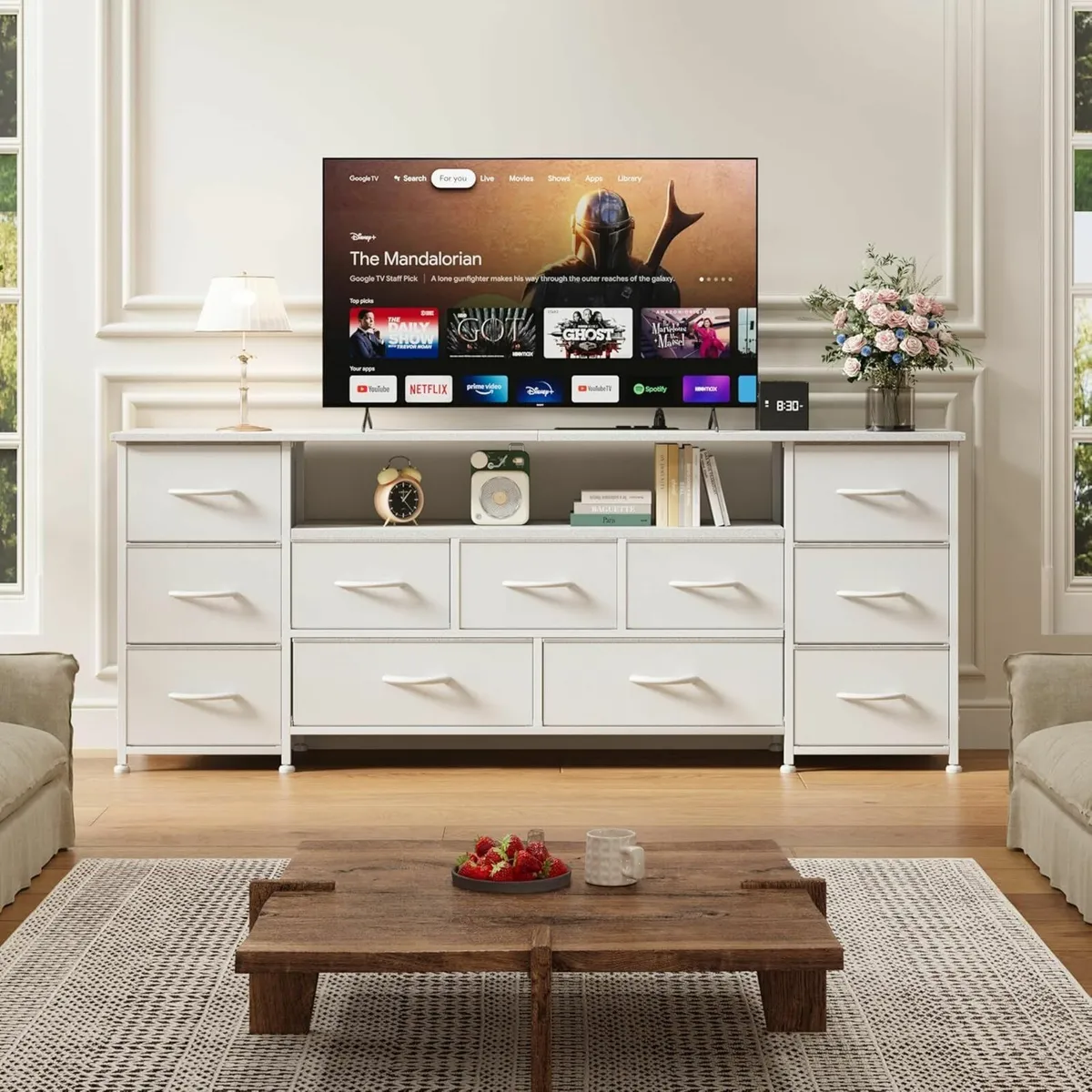 63 Tv Cabinet Dresser for Bedroom with 11 Fabric - Image 4