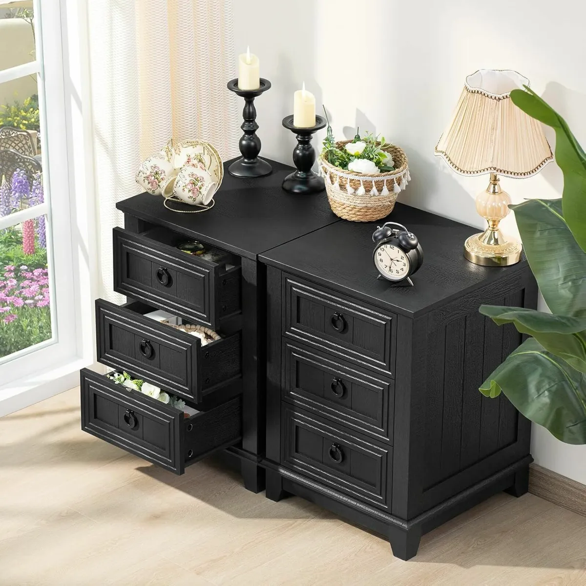 Farmhouse Nightstand 16 Inch End Table with 3 - Image 4