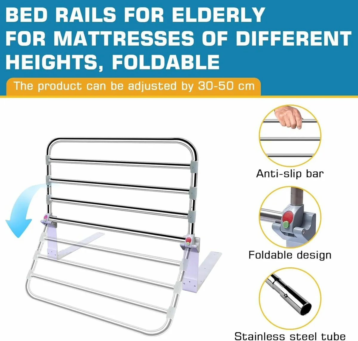 Bed Rails for Elderly Adults Safety Folding Adult - Image 4