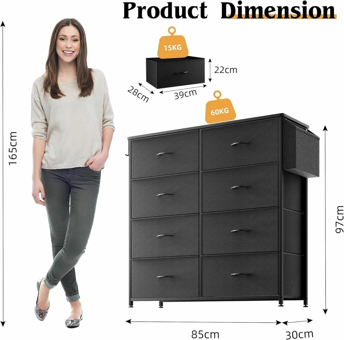 Fabric Chest of Drawers - Canvas Storage Unit - Image 3