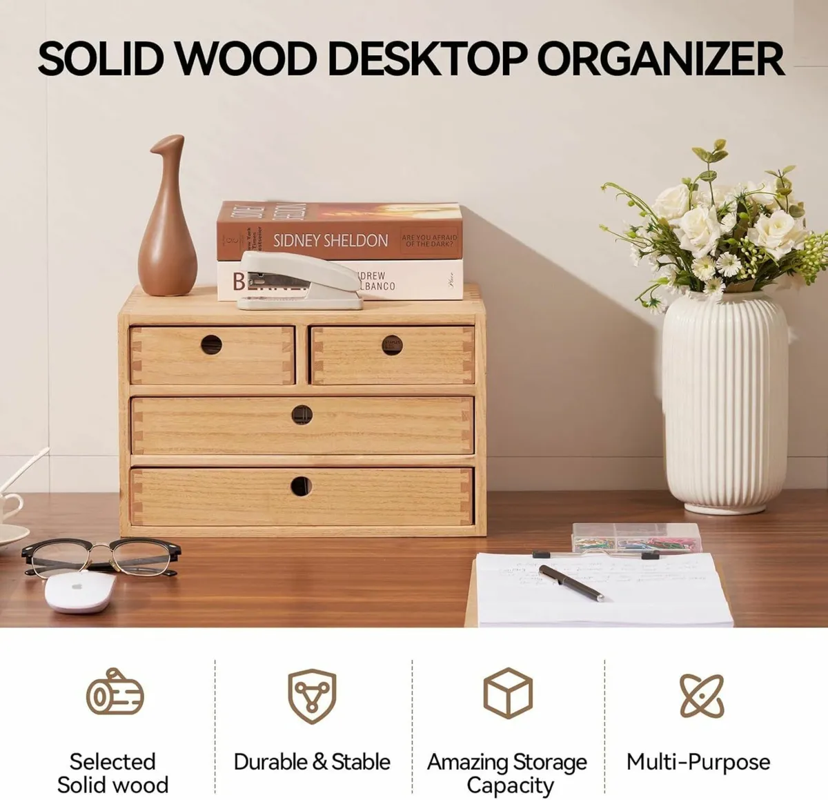 KIGIREN Wood Desktop Organizers with Drawers Home - Image 4