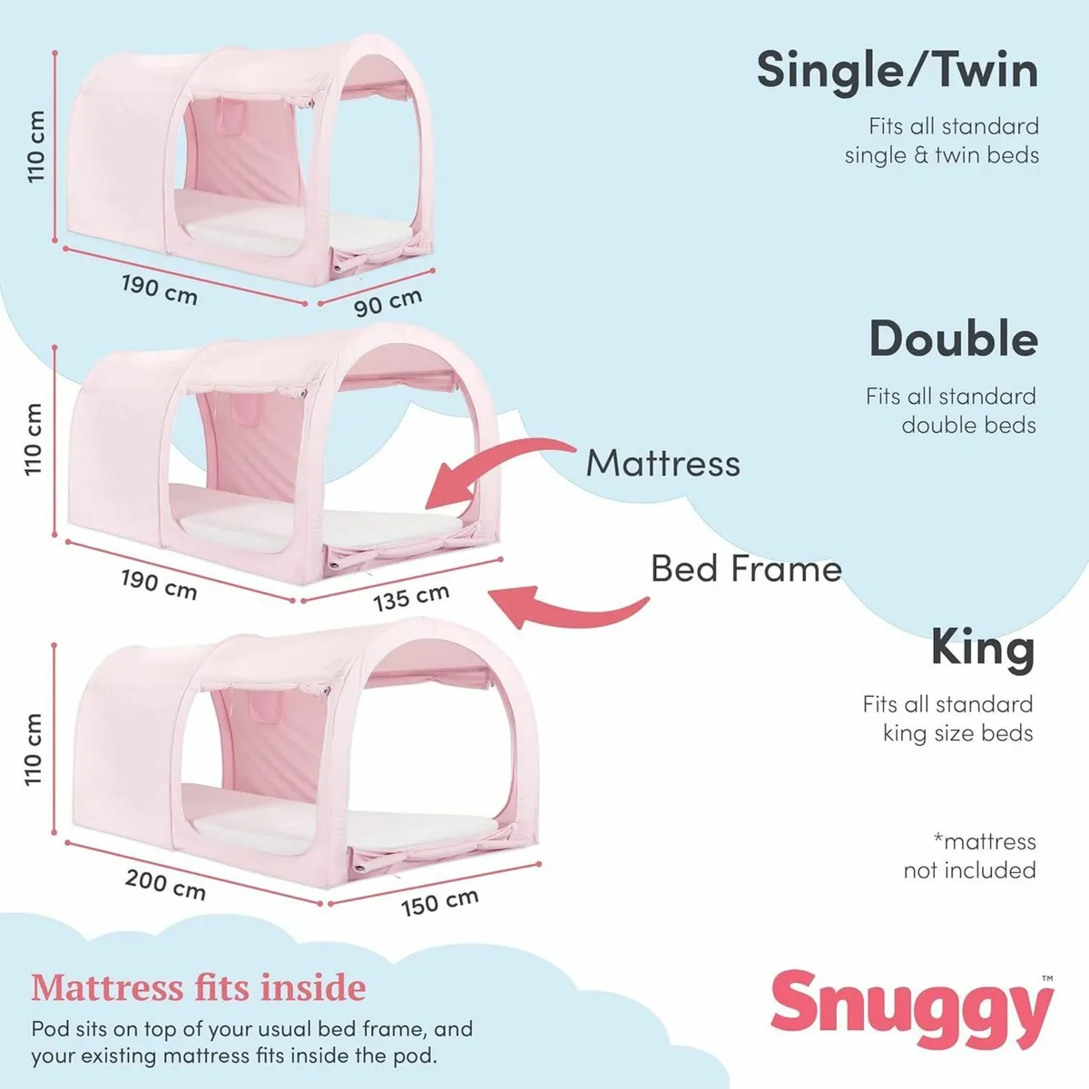 Pod Bed Canopy – Pink (Double Size) Premium - Image 2