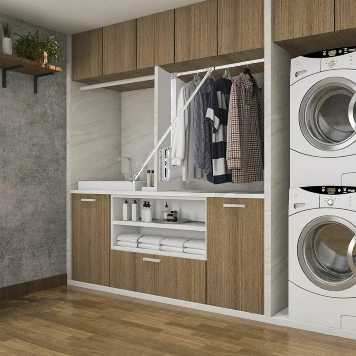 Pull Down Clothes Rail Adjustable 890-1210mm - Image 2