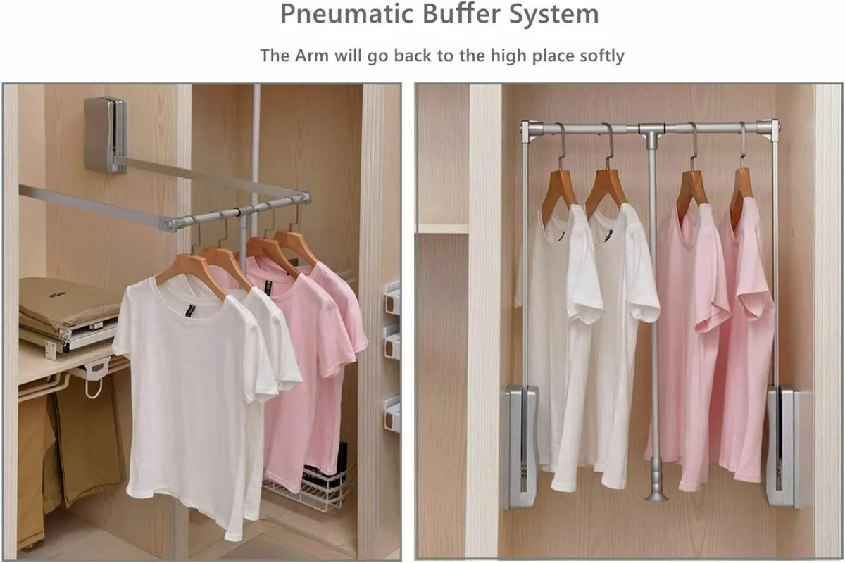 Pull Down Clothes Rail Adjustable 890-1210mm - Image 4