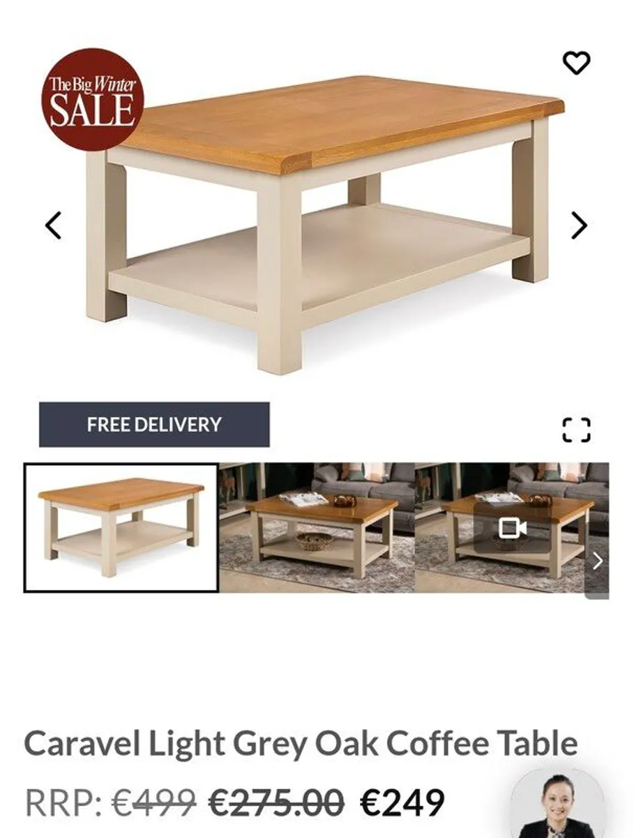 Solid Coffee Table Caravel Light Grey Oak - Image 1