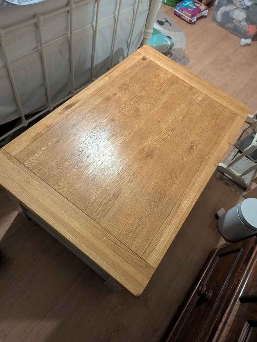 Solid Coffee Table Caravel Light Grey Oak - Image 2