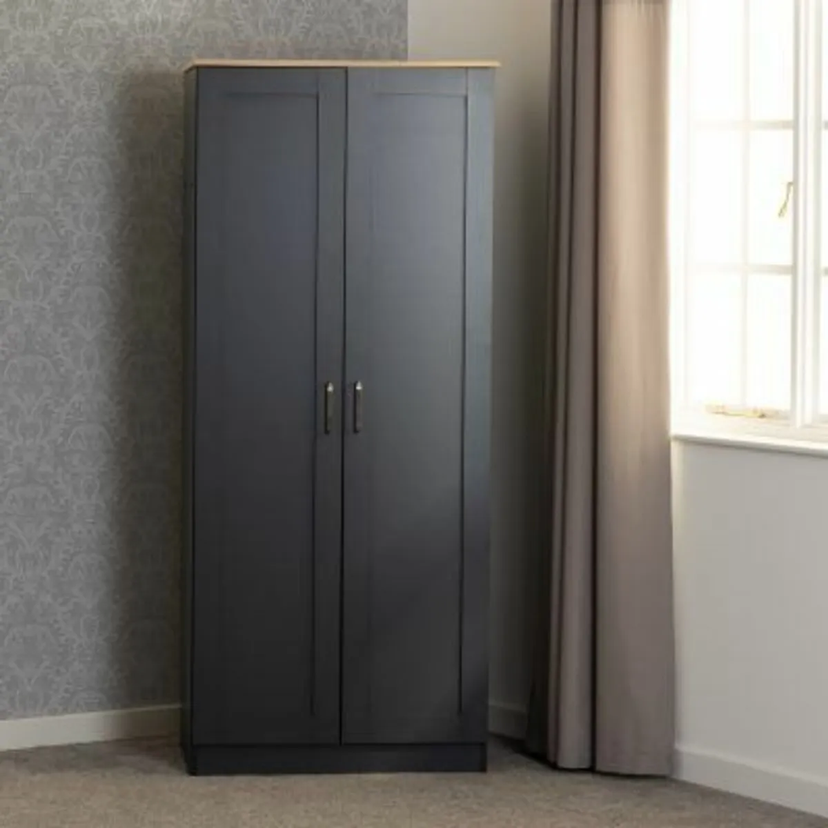 NEW PORTLAND FLAT PACK 2 DOOR WARDROBE @ CJM - Image 1
