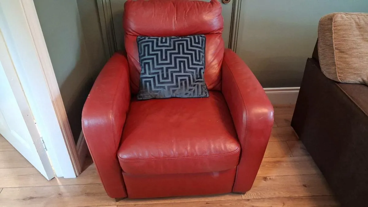 Italsofa Real Leather Armchair – Deep Red - Image 2