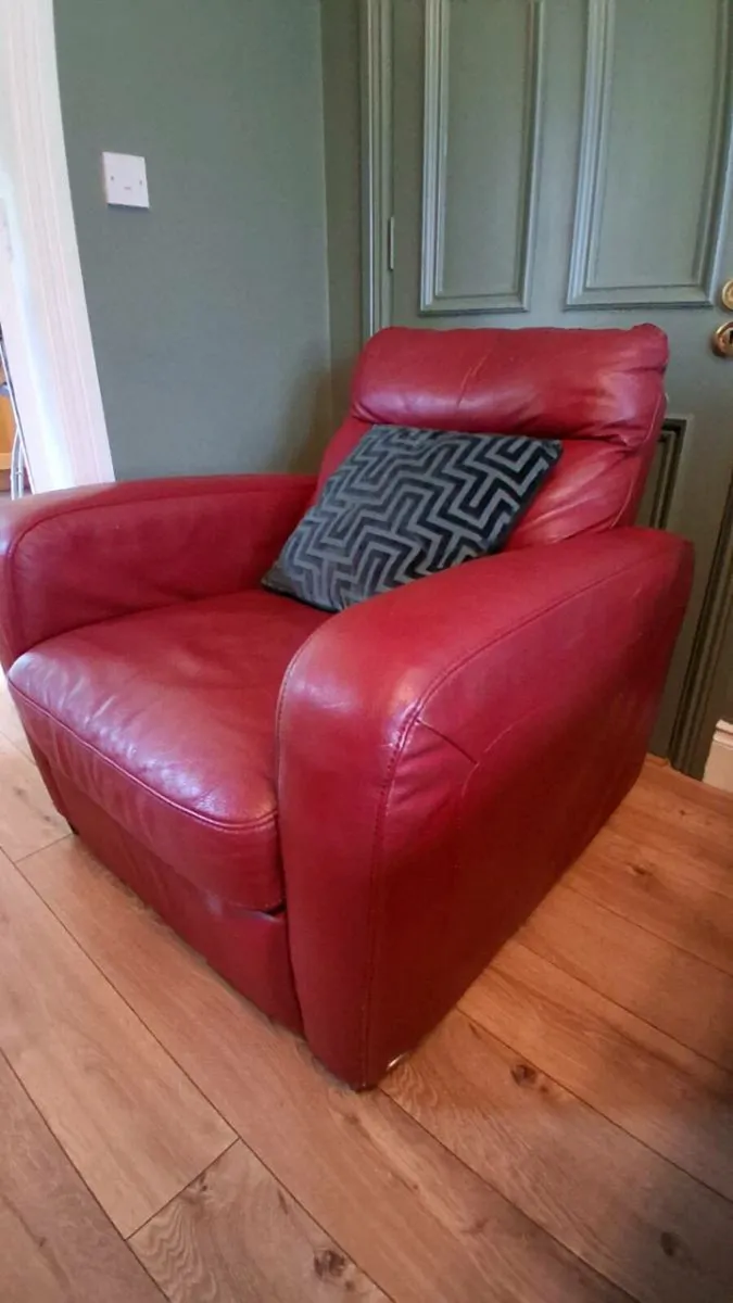 Italsofa Real Leather Armchair – Deep Red - Image 1