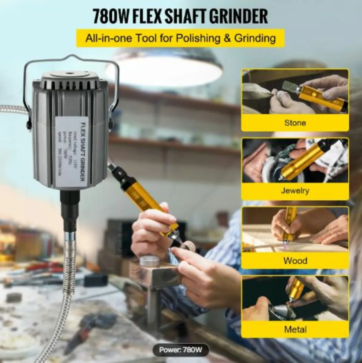 Flex Shaft Grinder 780W Rotary Tool 500-23000RPM - Image 2