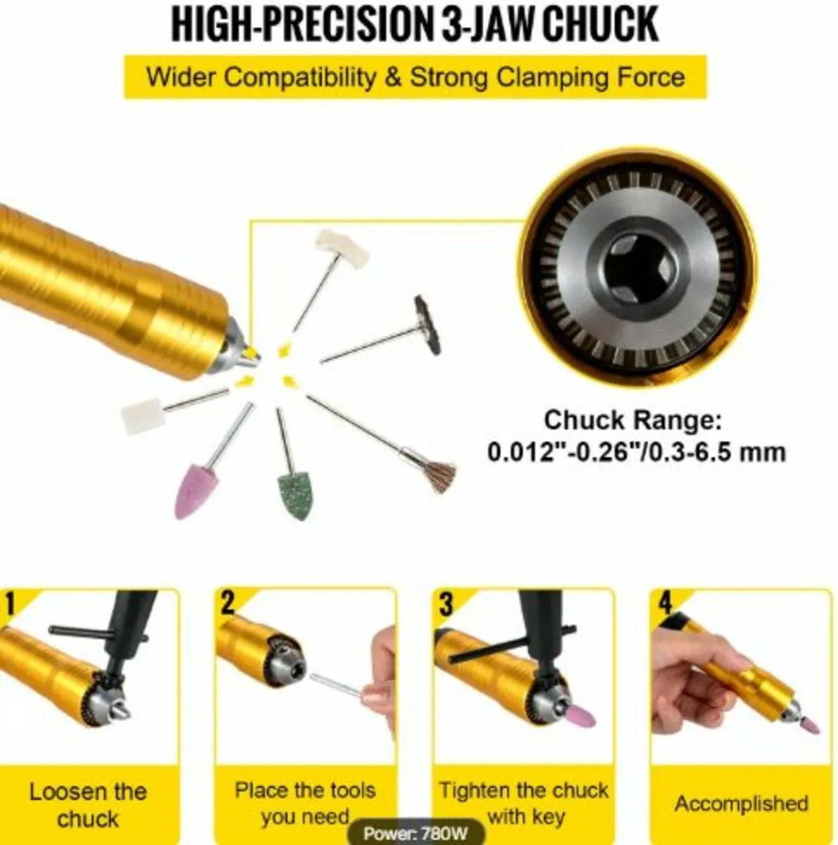 Flex Shaft Grinder 780W Rotary Tool 500-23000RPM - Image 3