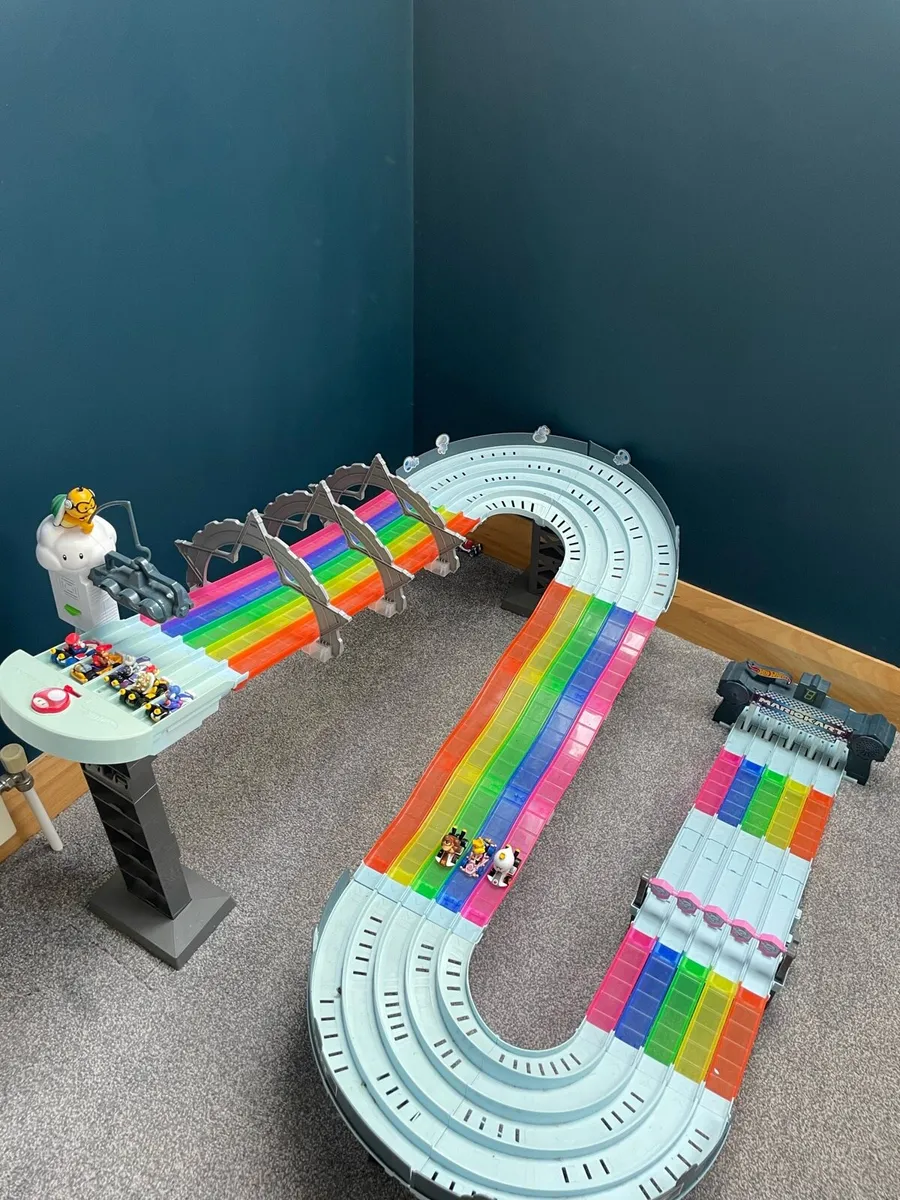 Hot Wheels Mario Kart Rainbow Road Race Track Set - Image 1