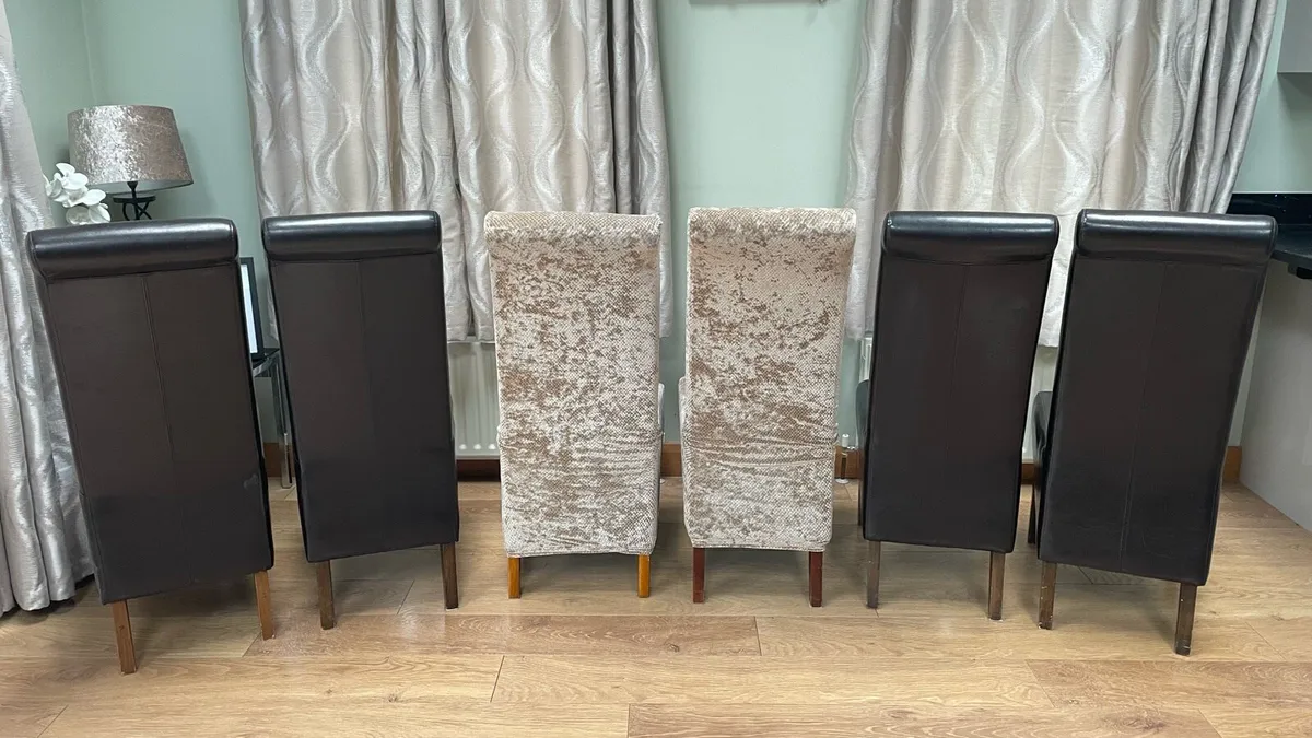 6x Dining room chairs,brown faux leather,high back - Image 3