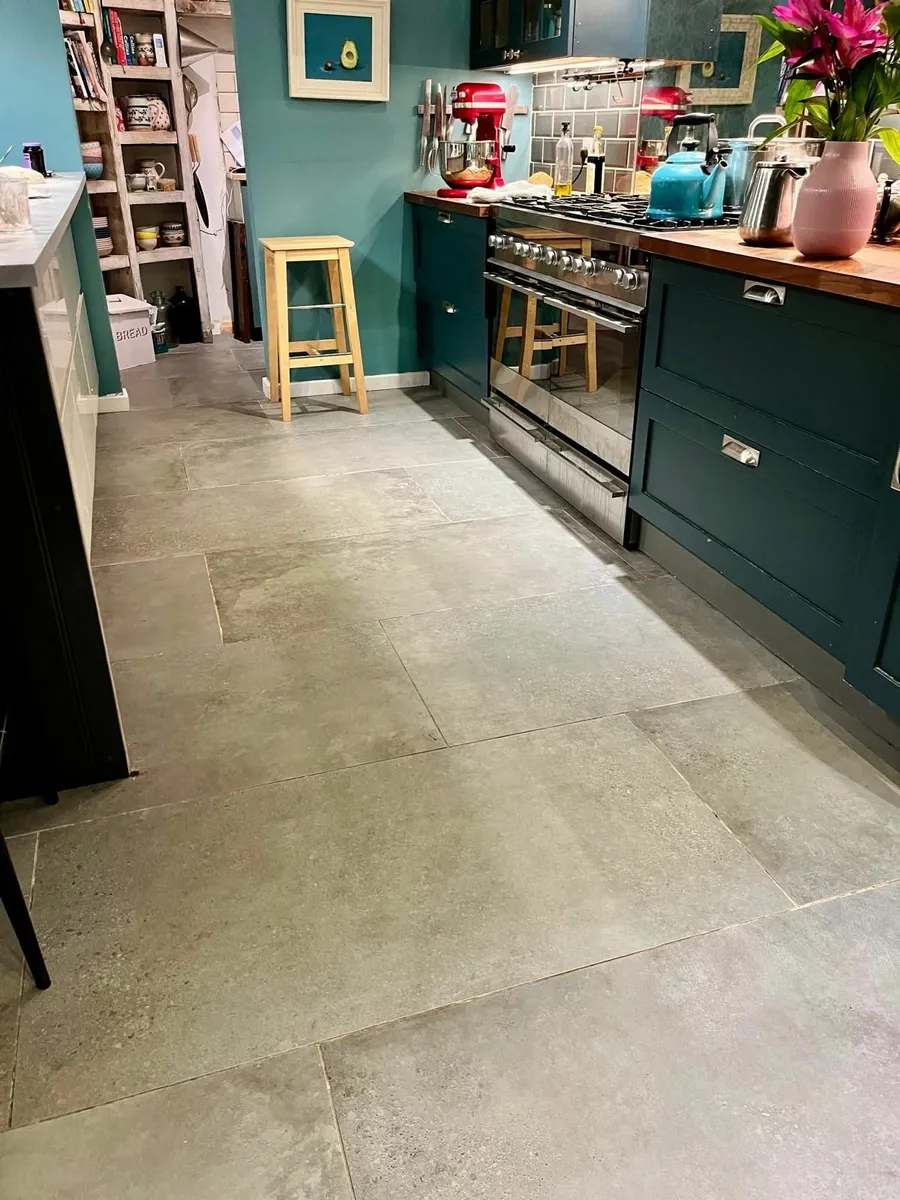 Large format concrete effect tiles