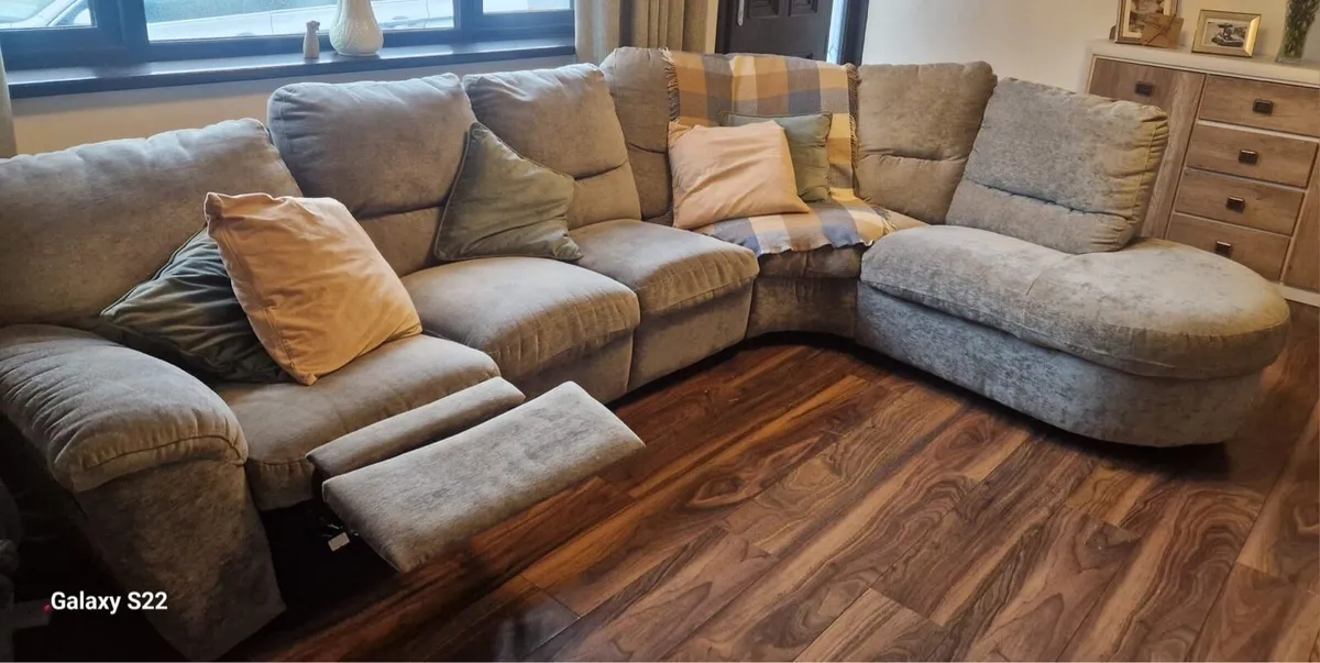 L shape couch with recliner - Image 1