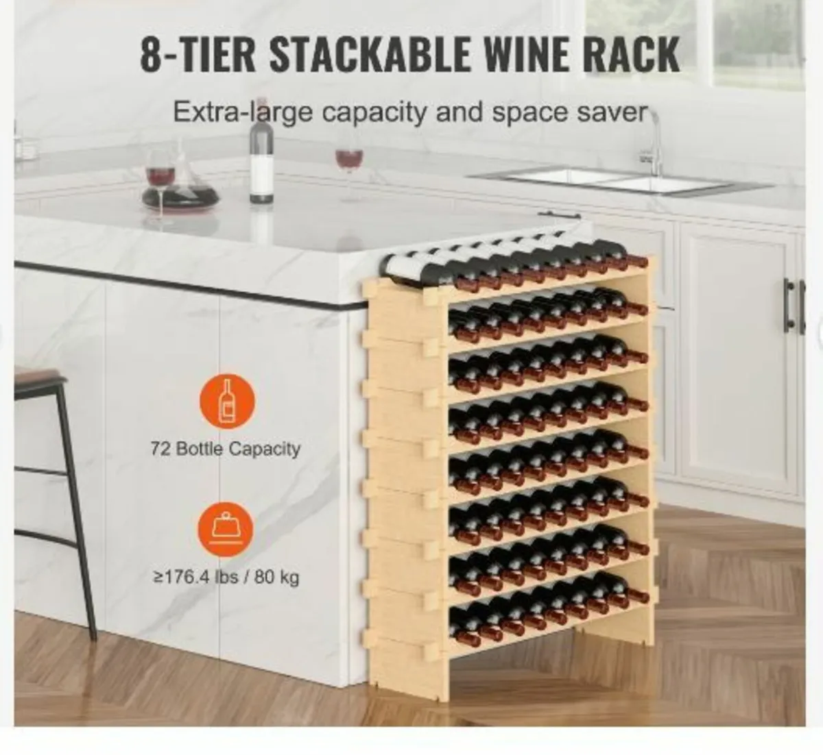 72 Bottle Stackable Modular Wine Rack - Image 3