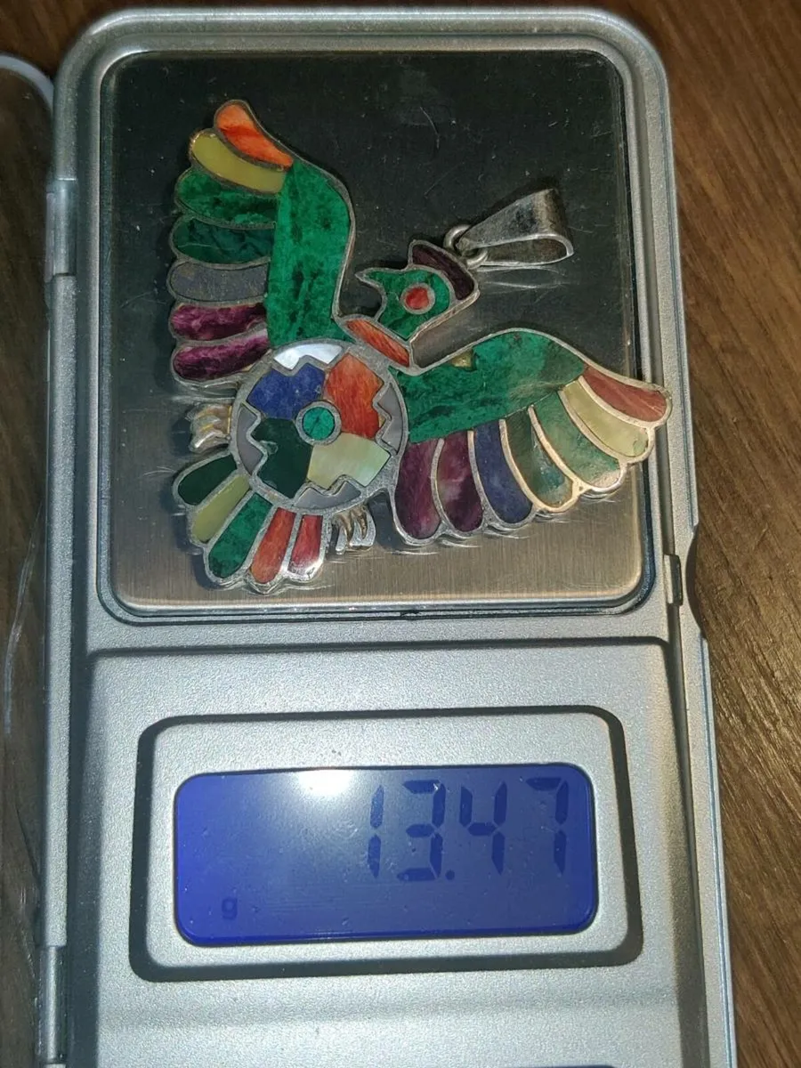 HUGE COLOURFUL EAGLE, 950 Silver Heavy Pendant ! - Image 3