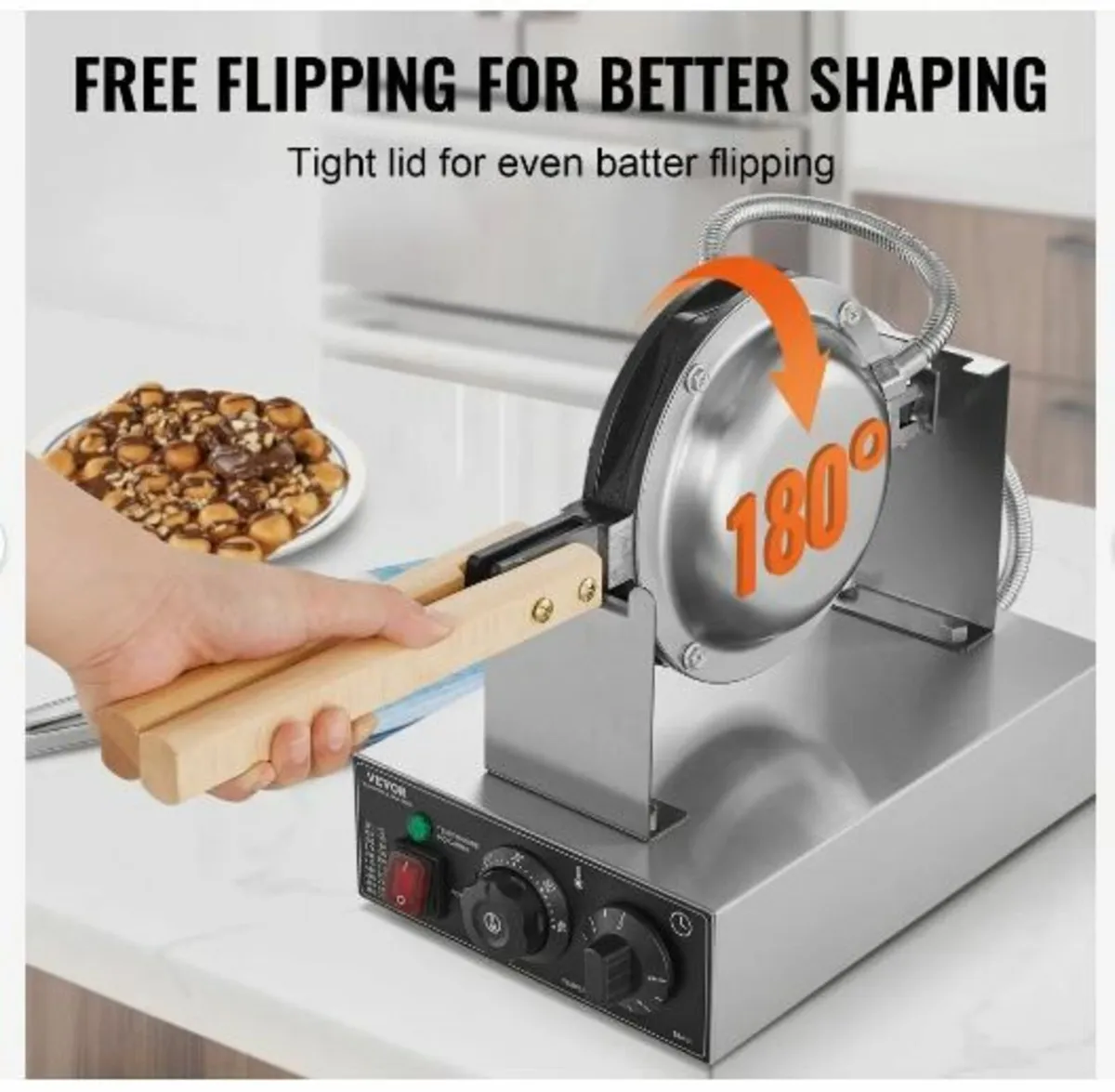 Commercial Bubble Waffle Maker, 1400W Egg - Image 4