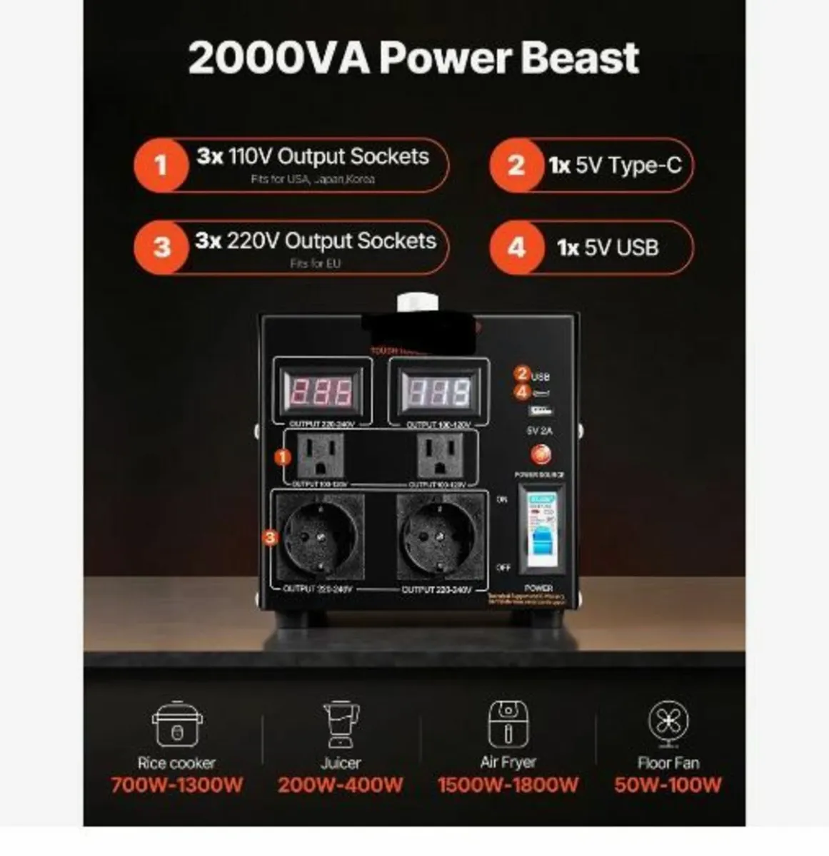 Voltage Converter Transformer, 2000VA - Image 3