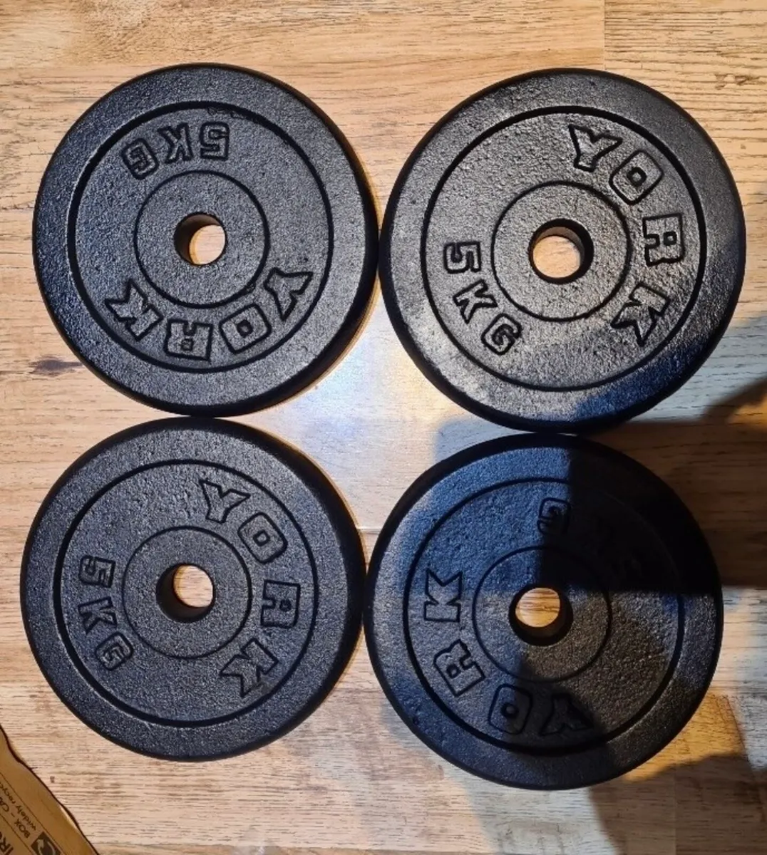 4x5kg cast iron YORK weight plates / 1” diameter