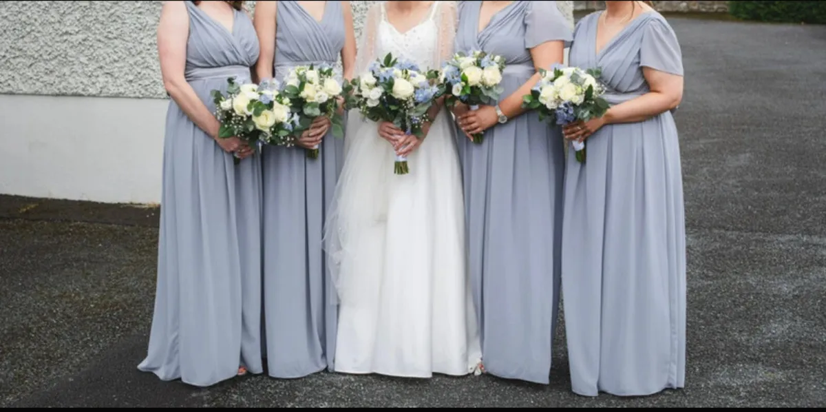 4 x Dusty blue bridesmaid dresses - Image 2