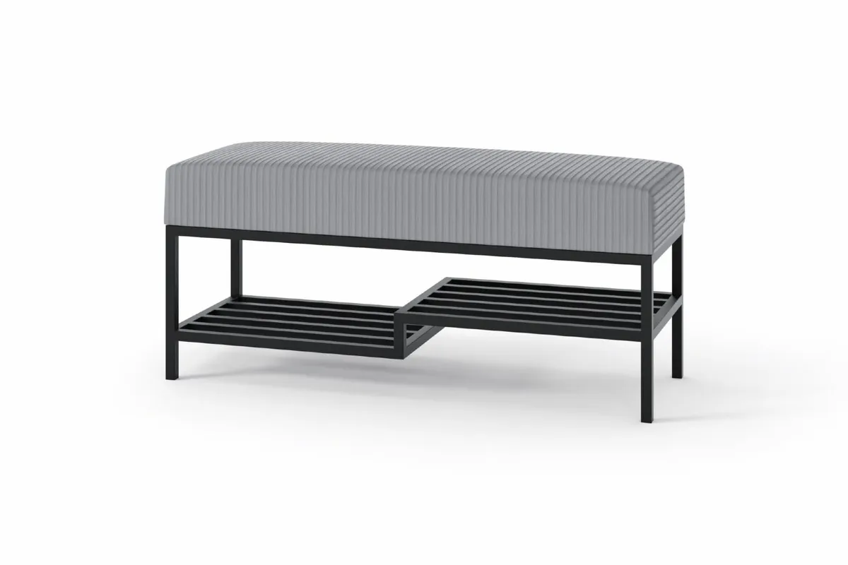 Ashton Modern Upholstered Bench with Shoe Rack - Image 2