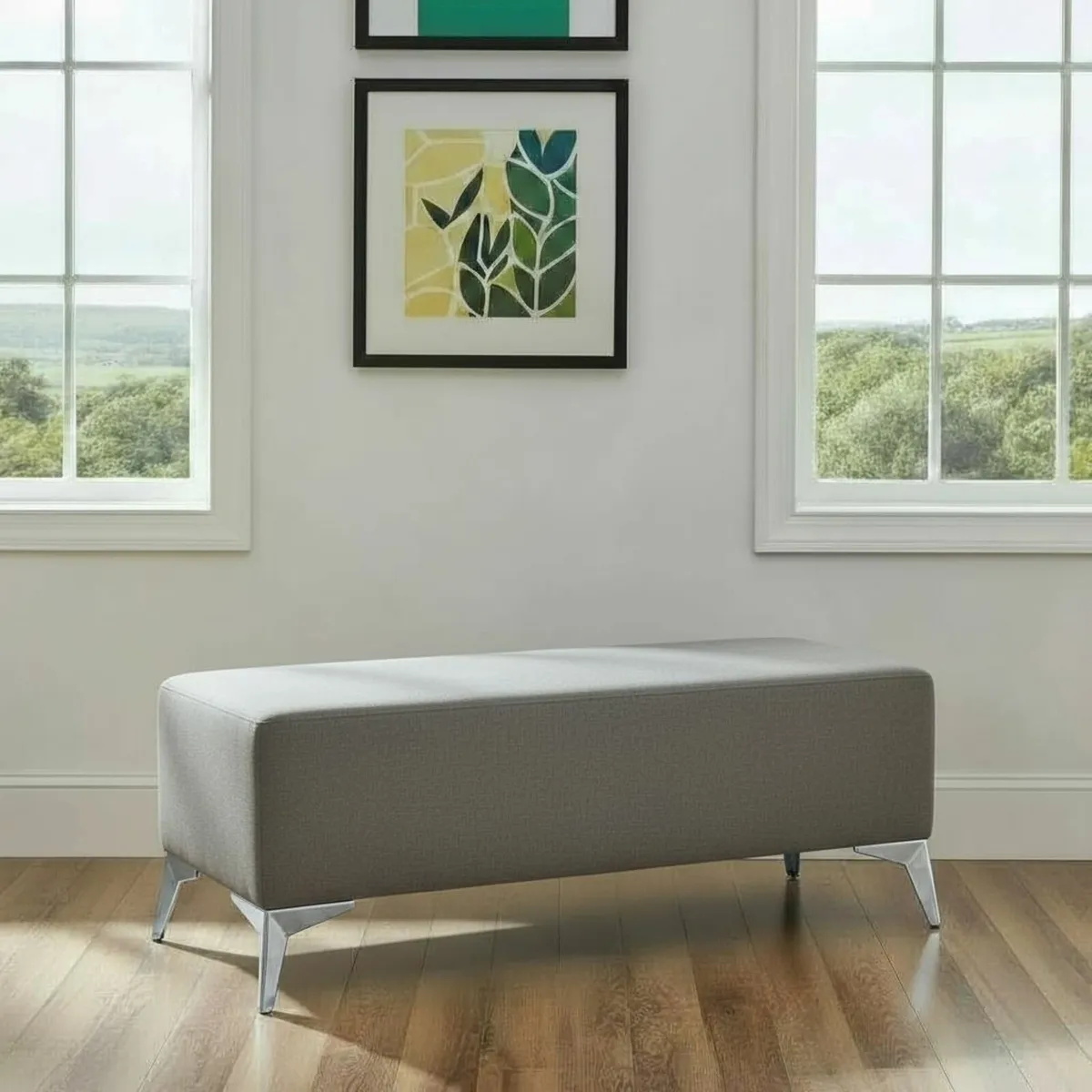 Handmade Velvet Bench with Gold Metal Legs - Image 3