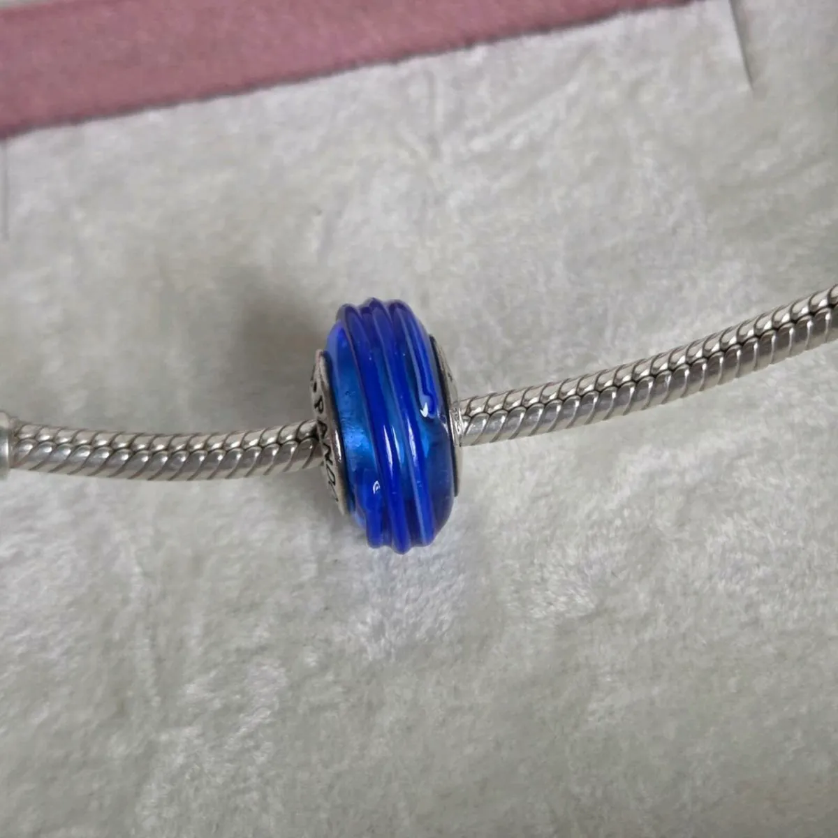 Pandora blue murano glass ribbon bead charm - Image 1