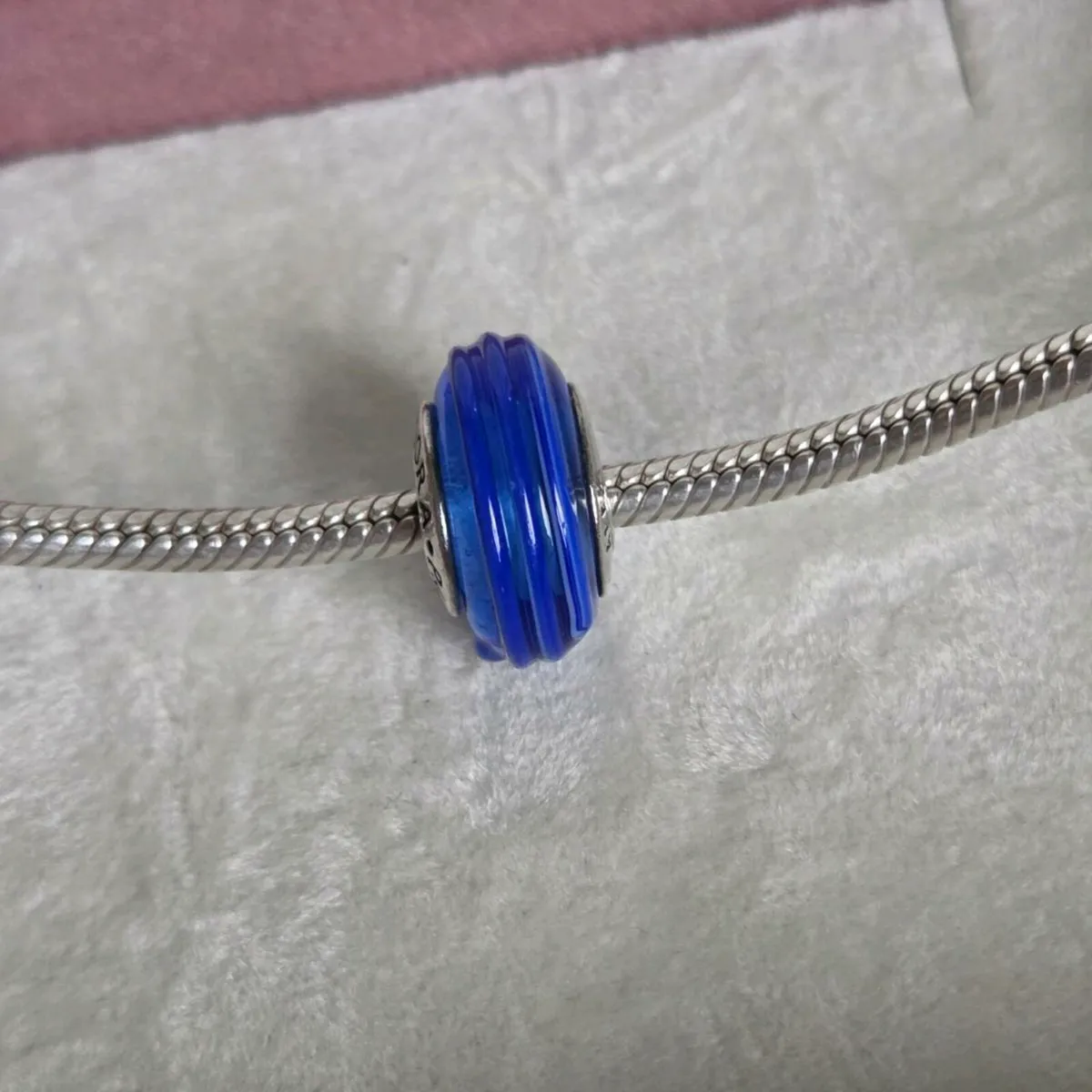 Pandora blue murano glass ribbon bead charm - Image 2