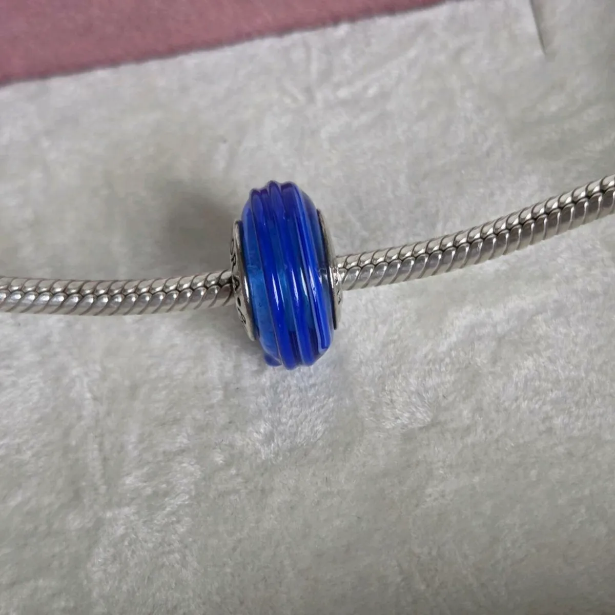 Pandora blue murano glass ribbon bead charm - Image 3