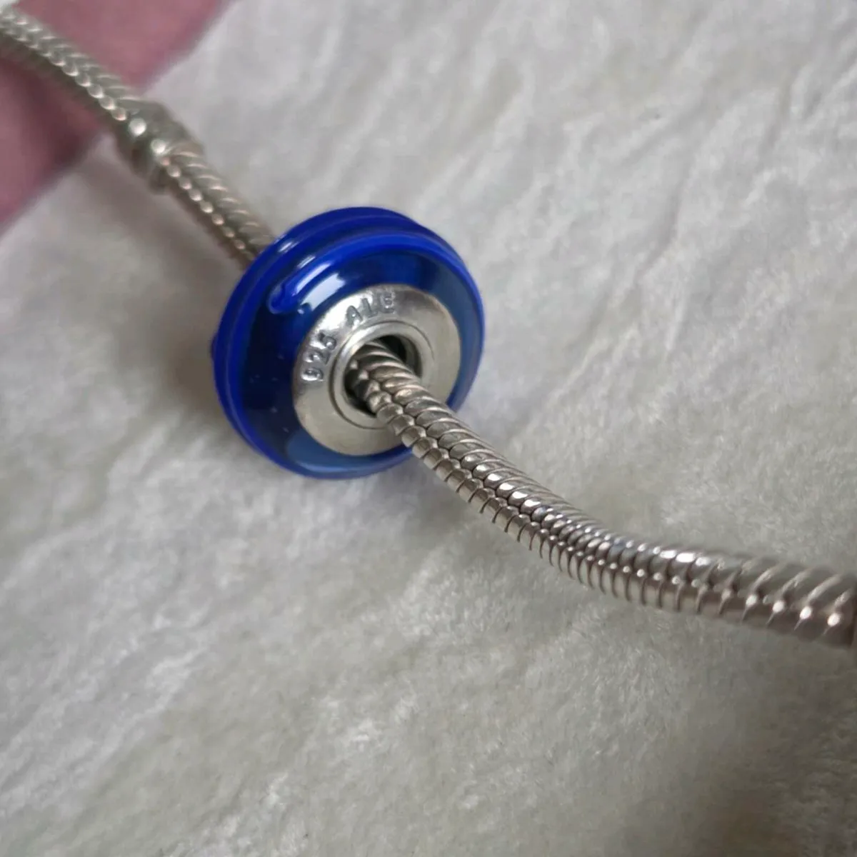 Pandora blue murano glass ribbon bead charm - Image 4