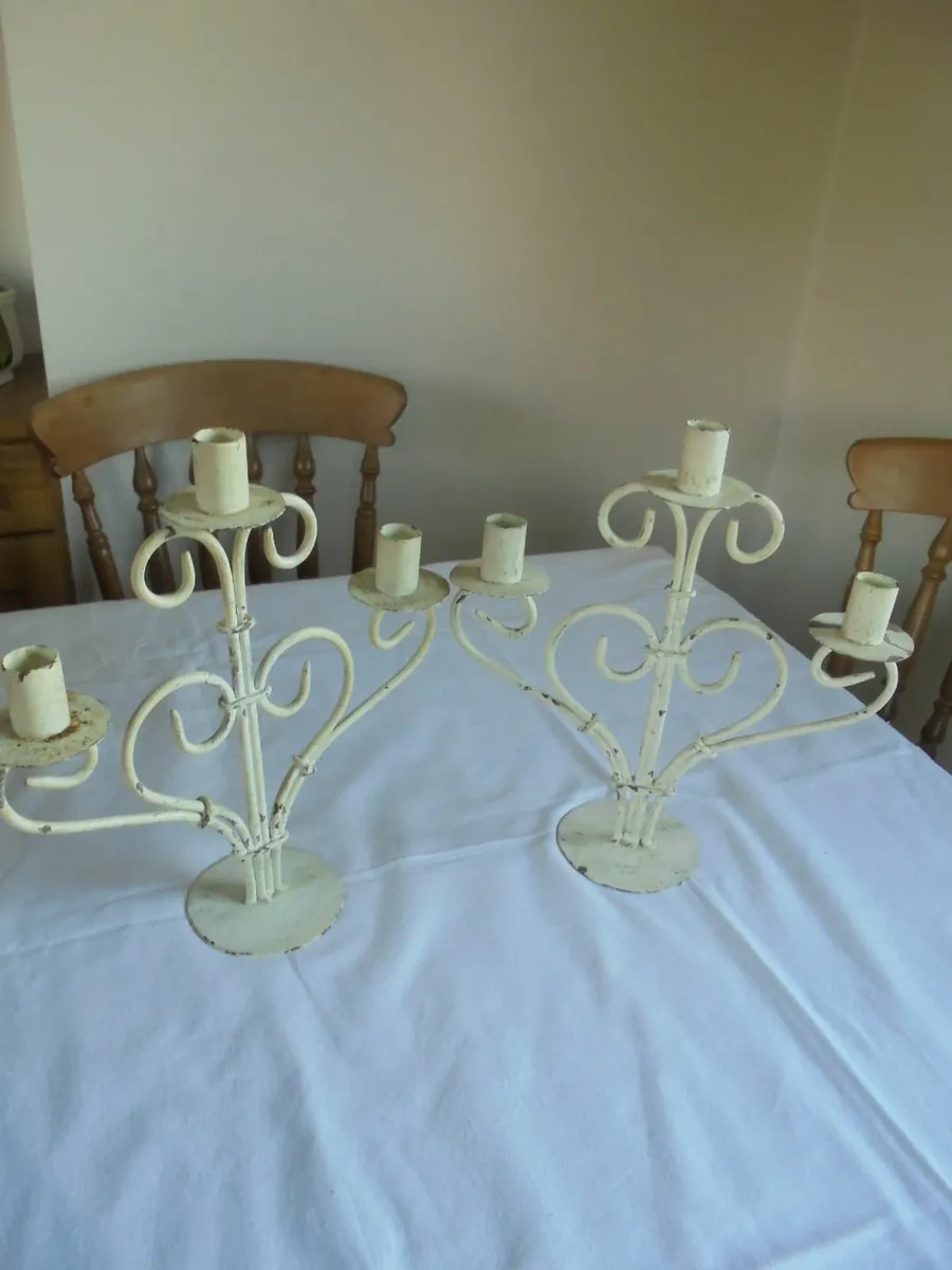 Vintage/Shabby Chic Candelabras x 2 for Sale - Image 2