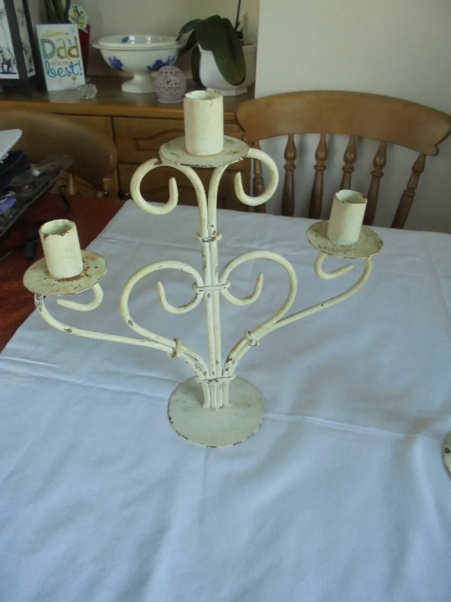 Vintage/Shabby Chic Candelabras x 2 for Sale - Image 3