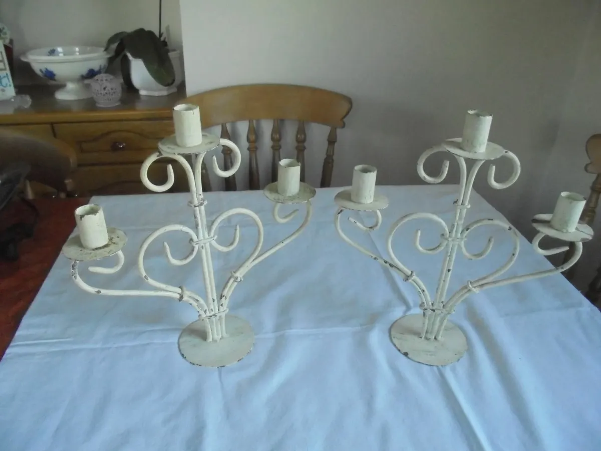 Vintage/Shabby Chic Candelabras x 2 for Sale - Image 1