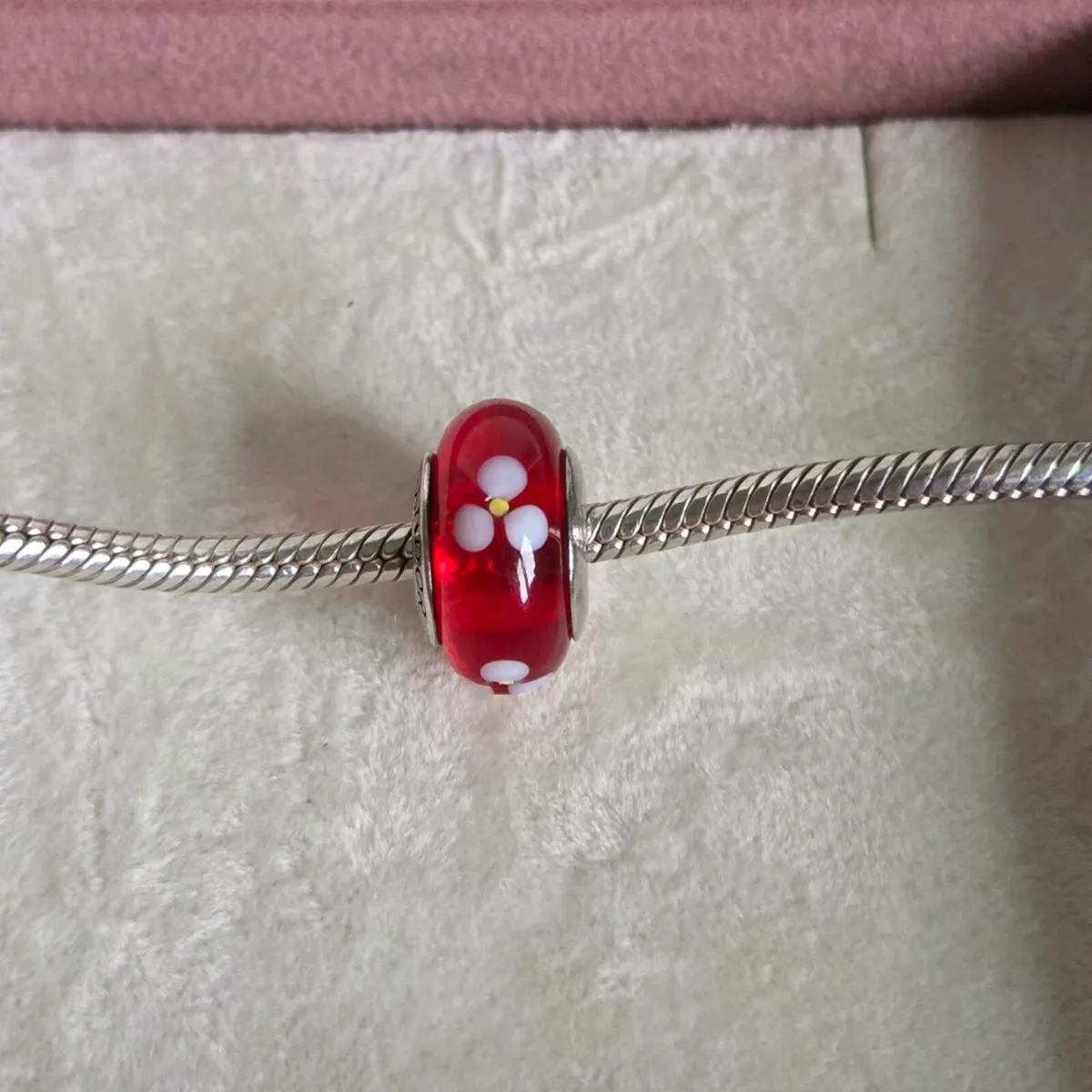 Pandora red flowers murano glass charm Pandora red - Image 3