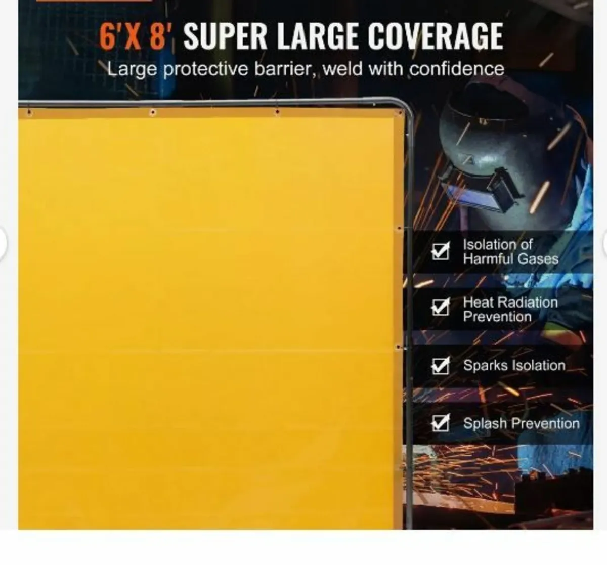 Welding Screen with Frame, 6' x 8' Welding Curtain - Image 2