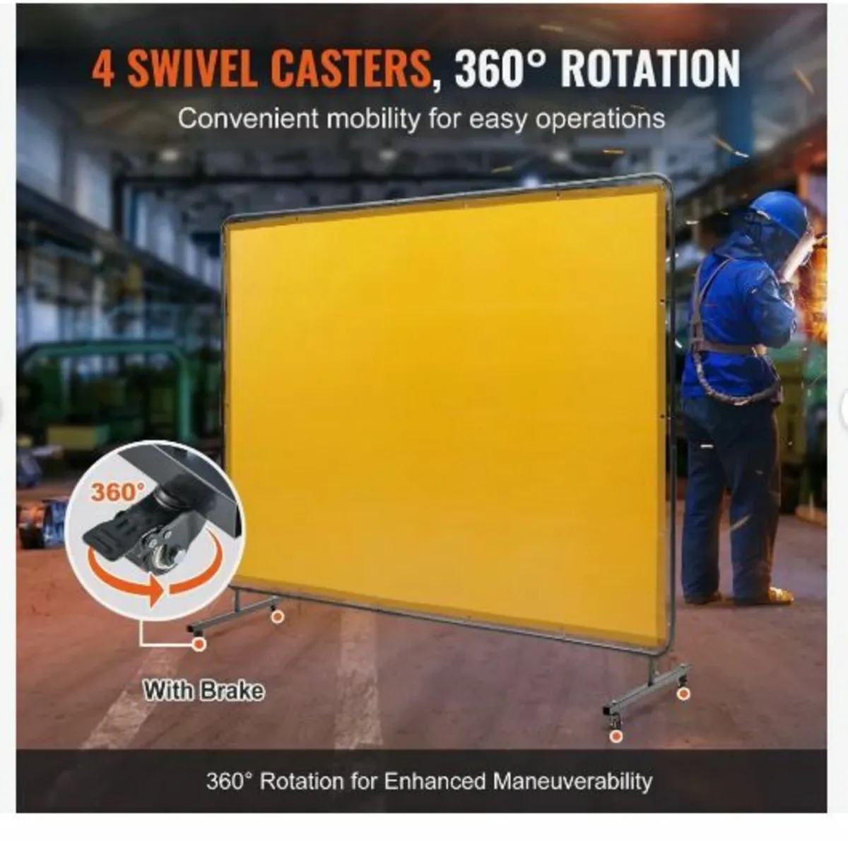 Welding Screen with Frame, 6' x 8' Welding Curtain - Image 3