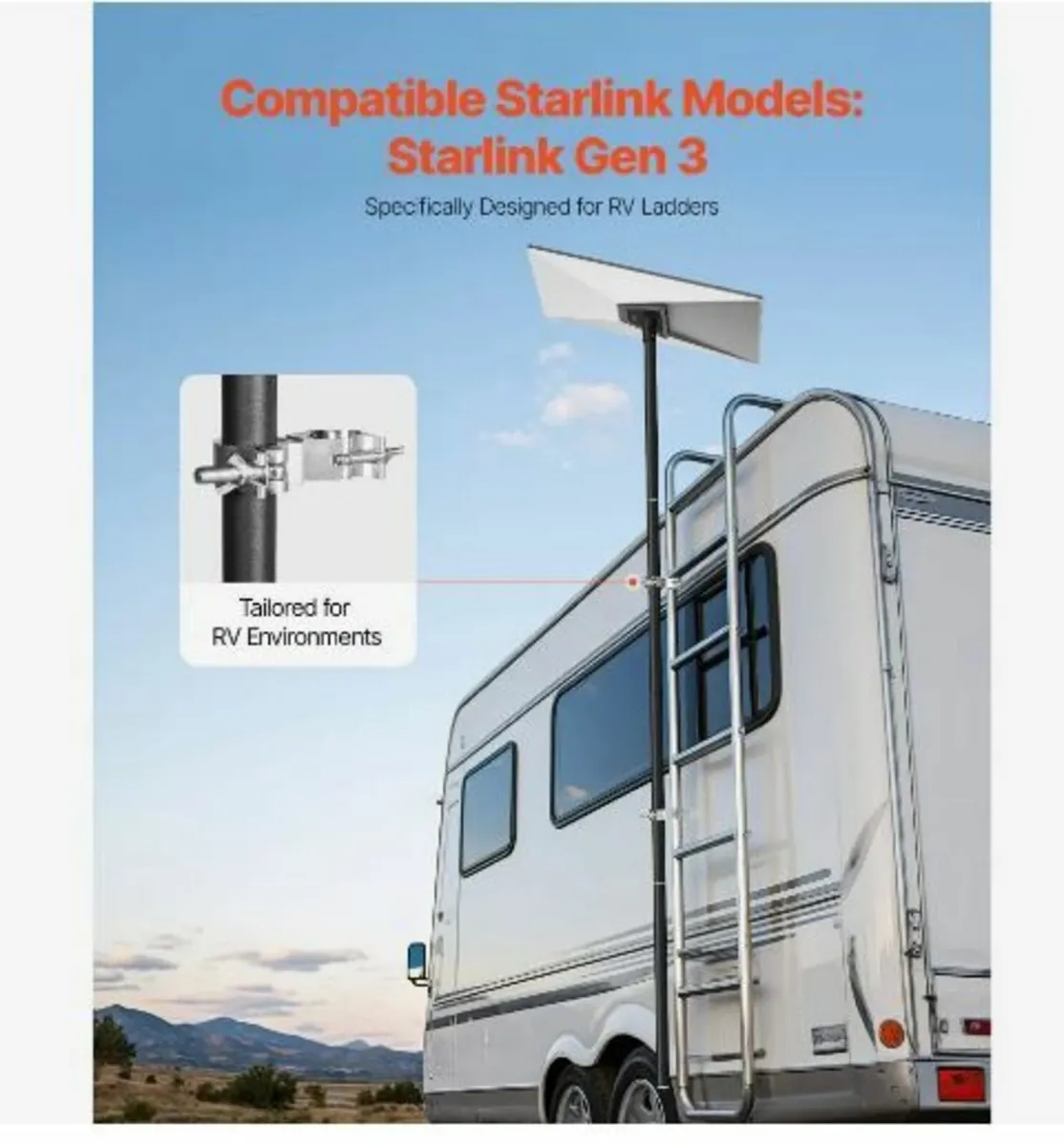 Starlink RV Ladder Mount, 360°Adjustable - Image 2