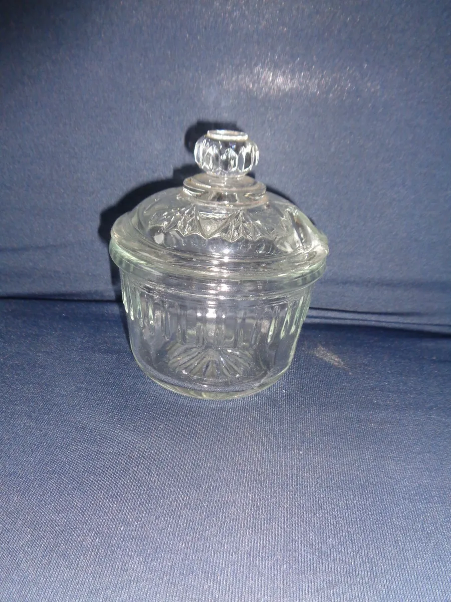 Vintage Hand Cut Jam Bowl with Lid for Sale - Image 1