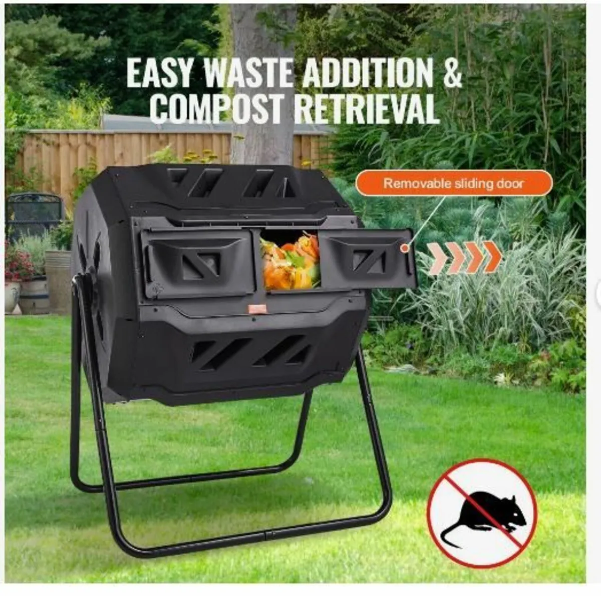 Compost Bin, 162.8 L Dual Chamber Composting Tumbl - Image 4