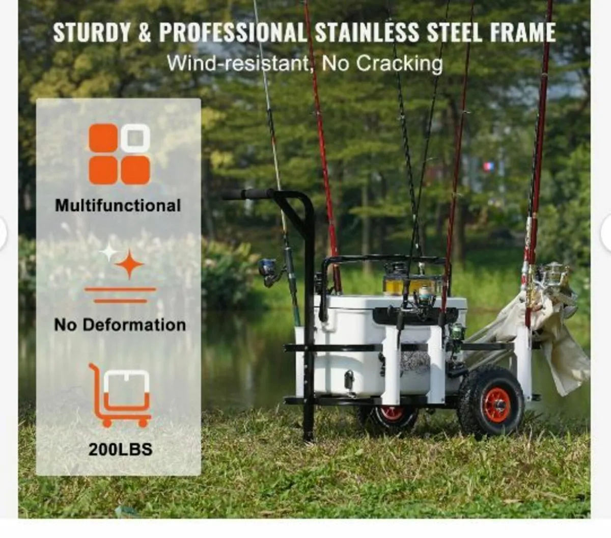 Beach Fishing Cart, 200 lbs Load Capacity - Image 3