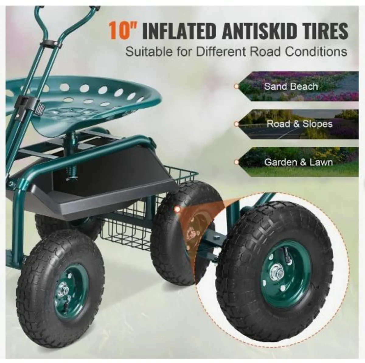 Garden Cart Rolling Workseat - Image 2