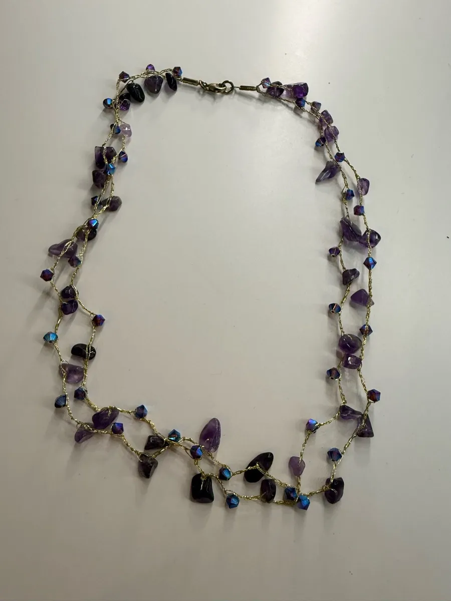 Silver necklace 925  with amethyst stones - Image 1